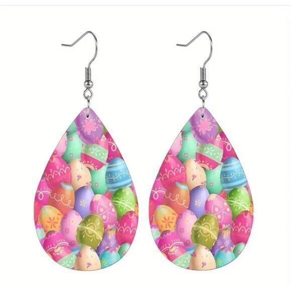NWT Easter Tear Drop Leather Egg Graphic - Picture 1 of 5